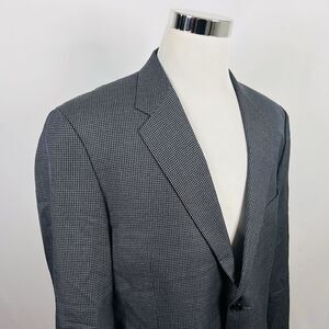 Joseph Abboud 44R Sport Coat Wool Silk Houndstooth Gray Blue Two Button
